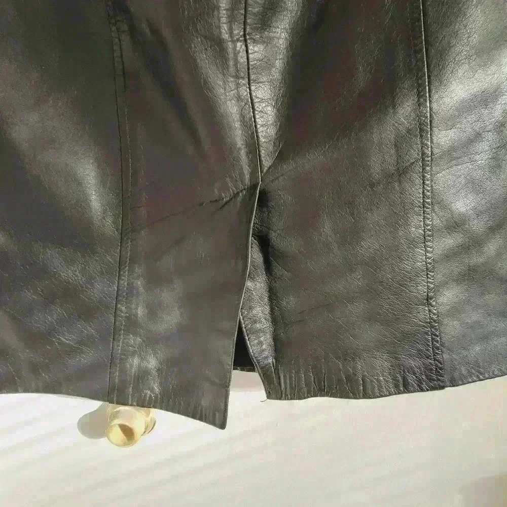 Beautiful Vintage Morningside Black REAL Leather Women's Skirt Size 10 - Picture 6 of 7